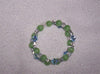 Green and blue memory wire bracelet made with Swarovski crystals