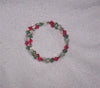 Peach and Green Swarovski crystal memory wire bracelet