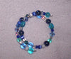 Blue memory wire bracelet with Swarovski crystals